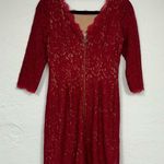 Adrianna Papell Red Lace Mini Sheath Dress Womens 4P 3/4 Sleeve Formal Cocktail Photo 8