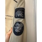 Ed Hardy  Womens Grey Genuine Leather Biker Moto Jacket Size L Photo 5