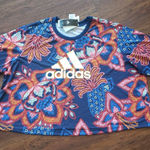 Farm Rio NWT  X Adidas Navy Blue Tropical Edgy Oversized Short Sleeve Top Size 4X Photo 0