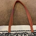 Tote Bag in a Paisley Print with Brown Faux Leather Strap Black Photo 2