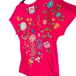 Johnny Was T Shirt Dress Women L Pink Embroider Floral Garden Festival Bohemian Photo 3