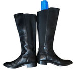 Ann Taylor Loft black leather riding boot with stretch band in back. size 7.5 Photo 0