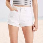 American Eagle  White High Rise Mom Jean Shorts Denim Short Distressed 16 NWT Photo 0
