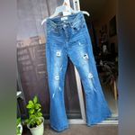 Women's Between US Jeans Wide Leg Jeans Size 9 . Light Blue Ripped In Front. 70s Photo 2