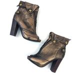 Apepazza Las Vegas Bronze Metallic Peep Toe Boots Heels Size 8 Photo 0