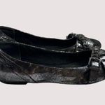 BCBG Textured Ballet Flats With Studded Bow Accent Size 6.5 Silver Photo 0