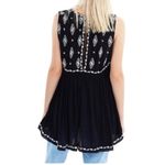 Free People  Sleeveless Diamond Embroidered Boho Sleeveless Top Black Size M Photo 2