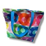 Clinique  Kapitza Geometric Circles Tote Bag Blue 16" Travel Beach Shoulder Bag Photo 5