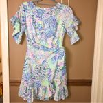 Lilly Pulitzer Darlah Ruffle Wrap Dress Shell of a party green purple Size 0 Photo 1