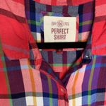 SO  Flannel Shirt Sz Large Pink Blue Plaid Photo 6