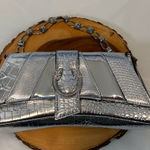 ALDO  Scylla Synthetic Medium Silver Tone Shoulder Bag Chain Strap & Serpentine Photo 0