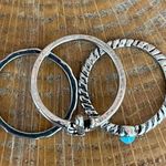 Saguaro Cactus and Turquoise Stacking Ring Set Size 10 Silver Photo 2