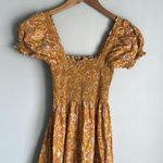 OPT Daphne Smocked Midi Dress Small Orange Photo 7