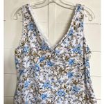 Laura Ashley  Sleeveless Linen Floral Romantic Mini Dress Lace Pockets - 12 Photo 3