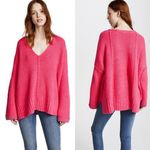 Free People  Pink Take Me Over V-Neck Long Sleeve Oversized Sweater Size XXS Photo 1