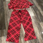 Victoria's Secret  Pajama Set New Red Plaid Silky Satin Sz Large NWT Long Sleeve Photo 1