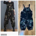 Funky QES Goth Floral Black Overalls with Pockets! Size 16 Photo 1