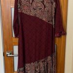 Soft Surroundings Merlot Aideen Mixed Print Long Sleeve Maxi Dress Photo 0
