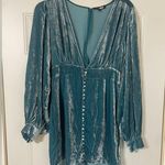 NEON BLONDE Vapour Velvet Mini Dress RTR Formal Deep Vneck Size Small Blue Photo 2