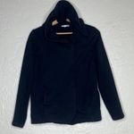 James Perse Women's Black Cotton Zippered Ribbed Hooded Fleece Zip Jacket Medium Photo 1