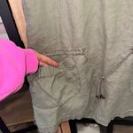 Sisley y2k mini dress vneck olive linen drop hem a Photo 4