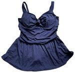 Anne cole  Navy Ruched Skirted One Piece Bathing Swim Suit Skirt Navy 24W Plus Photo 2