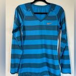 Nike Pro DriFit L/S Striped V Neck Tee Blue Size S Photo 0