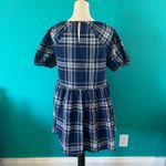 Hill House Adeline Mini Dress Blue Plaid Tiered Cotton Puff Sleeve A-Line Sz XS Photo 4