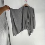 Theory  Merino Wool Winxie Gray Ribbed Knit Draped Open Front Cardigan Size M Photo 5