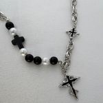 Cross Pendant Necklace for Men Women,Streetwear Punk Hip Hop Unisex Style Silver Photo 1