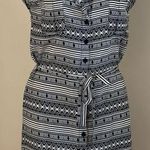 5/48 Black & White Geometric Collared ButtonDown  Sleeveless Tie Dress S… Photo 0