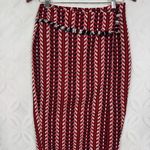 Eva Franco Red Blue White Geometric Print Wool Poly Blend Pencil Skirt With Slit Size 2 Photo 7