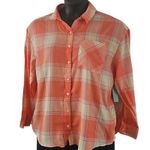 Abound NWOT  Women Oversized Coral Plaid Flannel Long Sleeve ButtonUp Shirt Small Photo 7