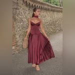 House Of CB  'Beau' Wine Pleated Midi Dress NWOT XS Photo 16