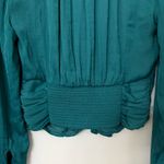 Free People  Teal Ruched Long Sleeve Blouse Size XS Photo 7