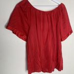 Kelly Reed Nylon Vintage Pajama Lounge Top Blouse Red Embroidered Large Photo 9