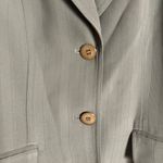 Georgiou Studio Olive Green Tonal Striped Peak Lapel Long Blazer Jacket Size 8 Photo 11