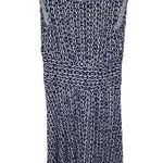 Bobeau navy ikat fit and flare jersey knit stretch midi dress size M Photo 8