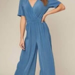 ASTR The Label Plisse Jumpsuit size Medium Blue Photo 0