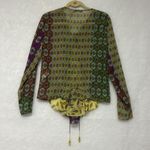 ZARA Zodiac Multicolor Printed Boho Blouse Shirt Bow Tie Sz M Crystal Drops Photo 10