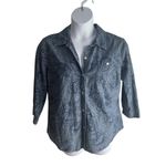Karen Scott  Women Large Button Down Floral Blue‎ Denim Shirt Casual MomCore Photo 2