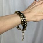 Source Unknown Gold Tone Chain Link Bracelet Black Braided Satin Cord Adjustable NWOT Photo 8