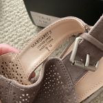 Tahari NEW  Taupe Grey Margaret Perforated Suede Block Heel Sandals Shoes 8 NIB Photo 6