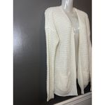 Forever 21 Sweater Cardigan Womens Medium White Open Knit Pockets Long Sleeve Photo 2