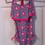 Justice Vibrant Blue and Pink Swimsuit Photo 0