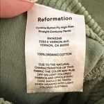 Reformation  Cynthia High Rise Button Fly Straight Corduroy Pants in Moss Size 28 Photo 7