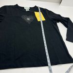 Quacker Factory  Womens Size Large Black Bling Heart Valentine Shirt‎ Top NEW Photo 7