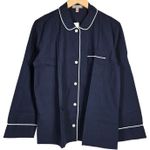 J.Crew  End-on-end‎ cotton long-sleeve pajama Top Navy S NWT Photo 0