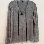 Rails  Leigh Oversized Dropped Shoulder Top Sweater Women's Small Gray Velvet Tie Photo 3