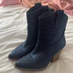 Navy bedazzled boots Blue Size 6 Photo 0